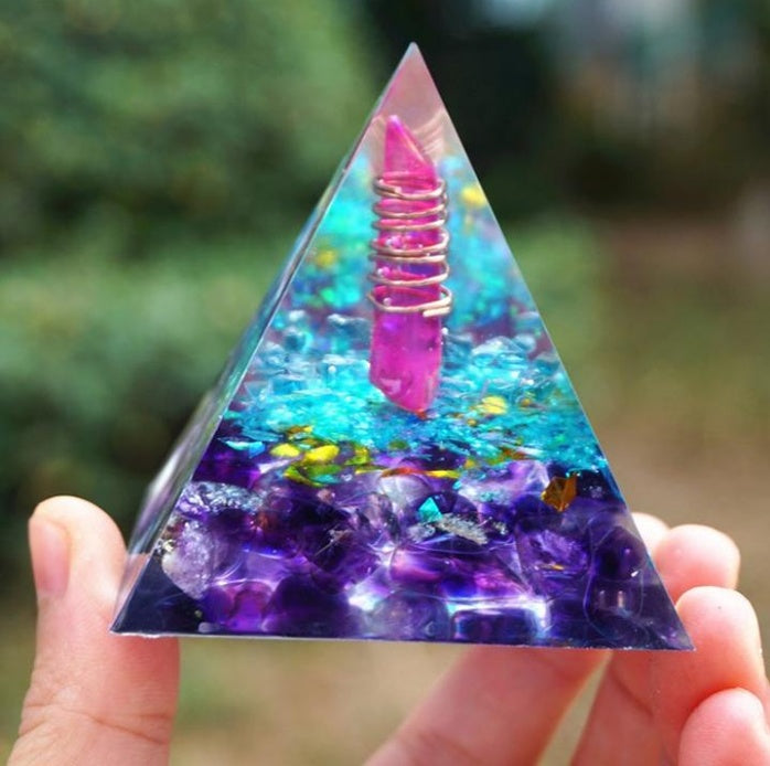 6cm Crystal Healing Orgonite Pyramid Infused with Copper