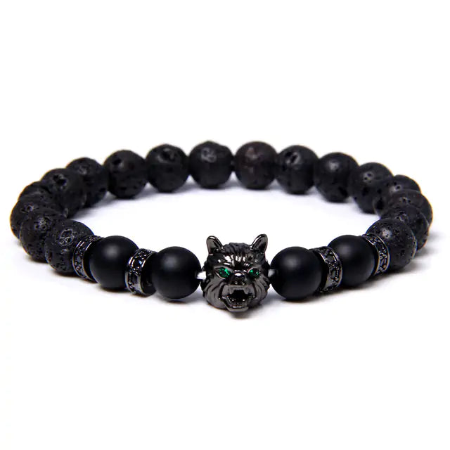 Wolf Head Beaded Bracelet