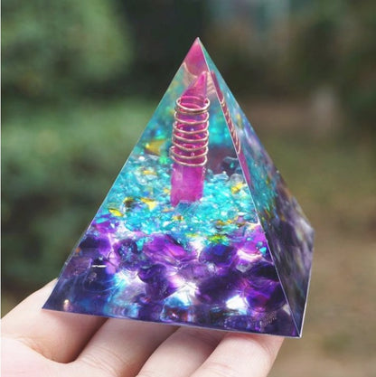 6cm Crystal Healing Orgonite Pyramid Infused with Copper