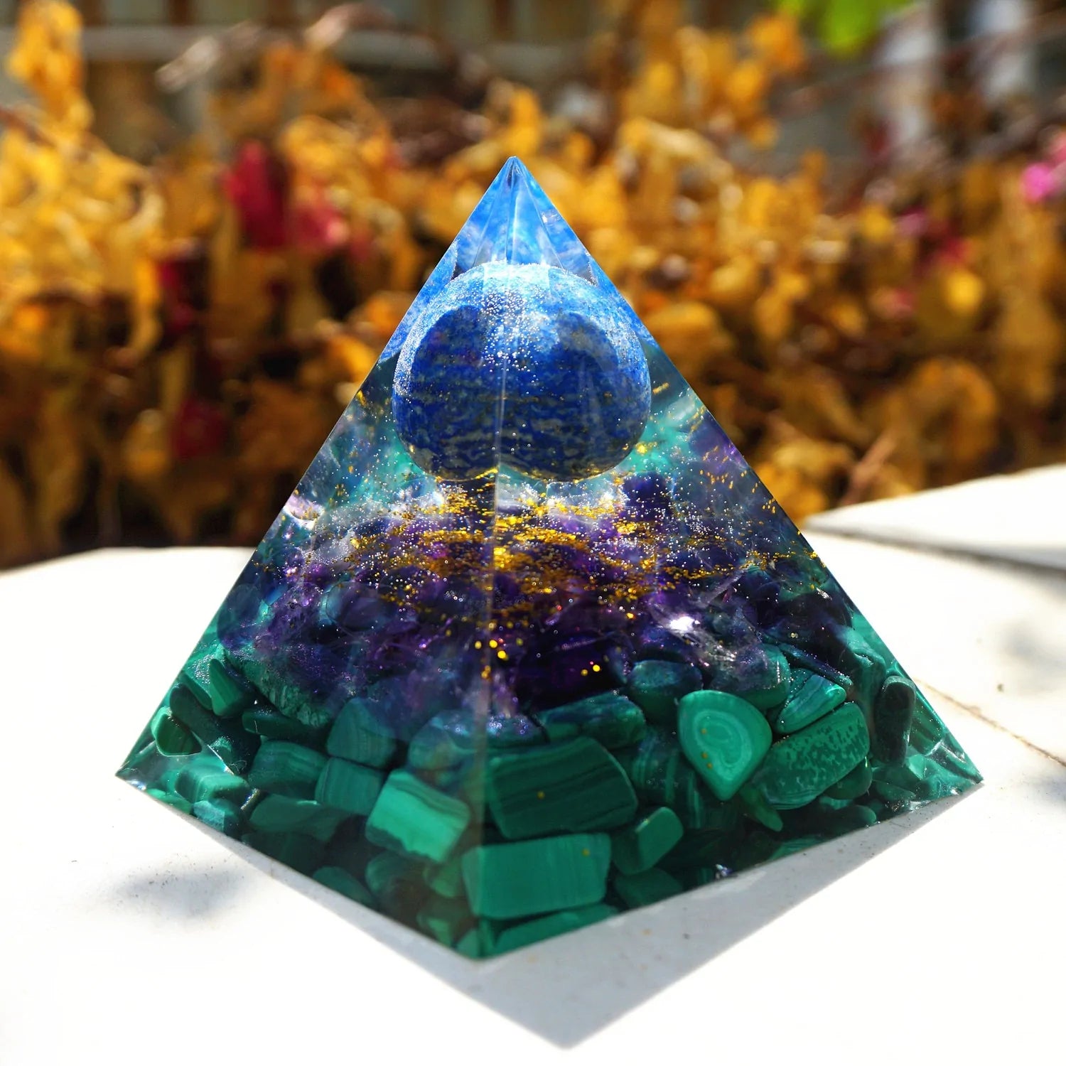 Healing Lapis Lazuli Sphere Orgone Pyramid