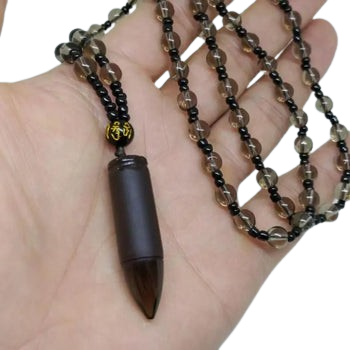 Ice Obsidian/Black Jade Bullet Pendant