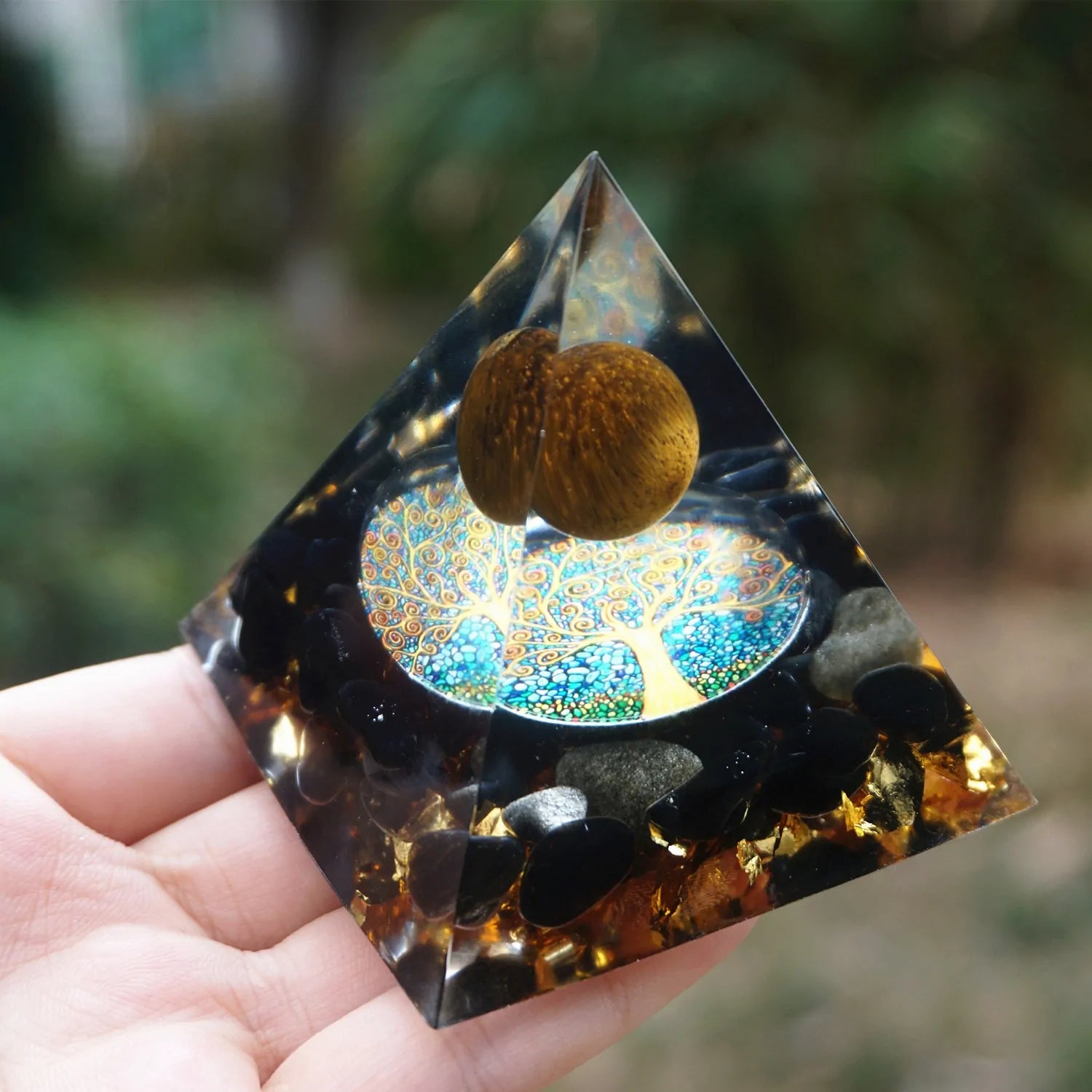 Tiger Eye &amp; Obsidian Orgonite Pyramid