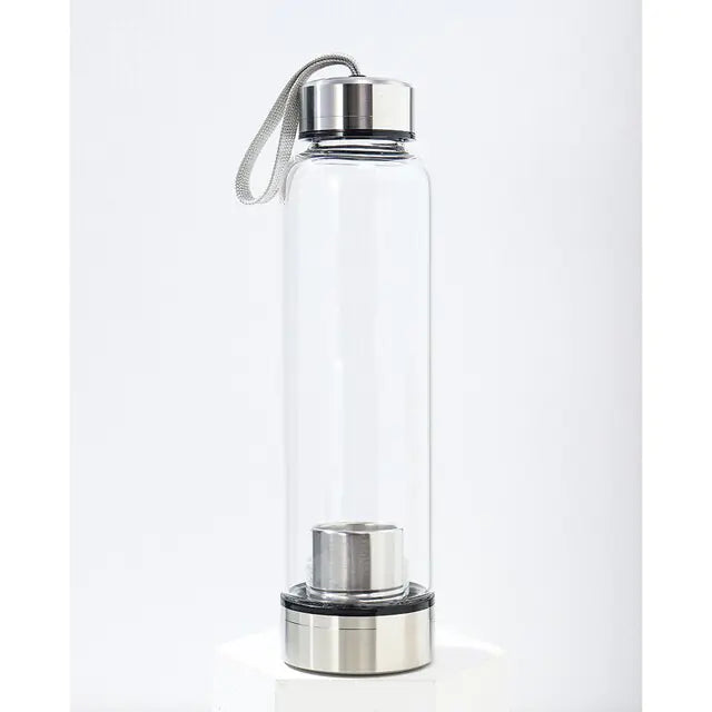 Natural Crystal Infused Glass Water Bottle