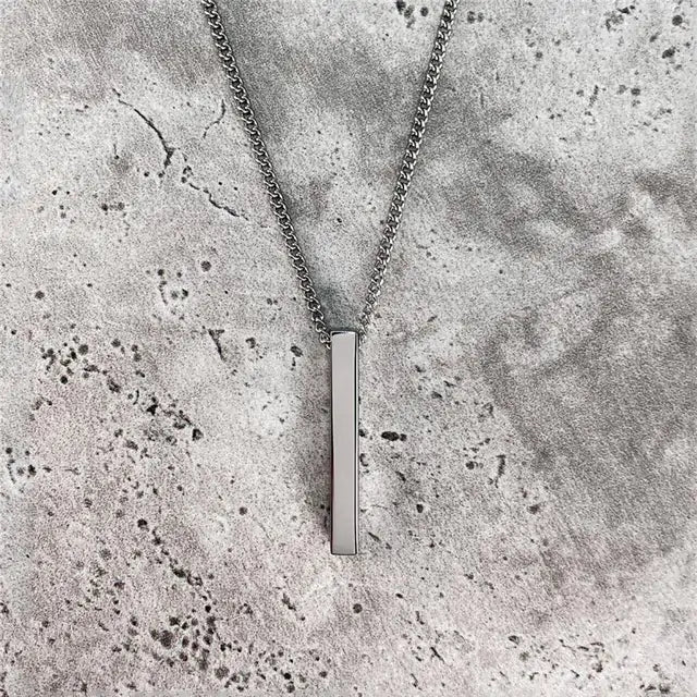 Sleek Stainless Steel Rectangle Pendant Necklace