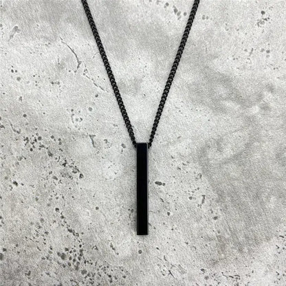 Sleek Stainless Steel Rectangle Pendant Necklace