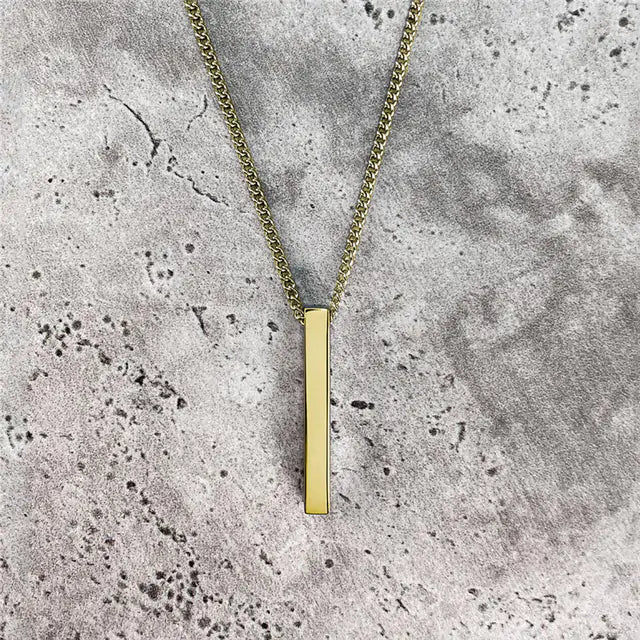 Sleek Stainless Steel Rectangle Pendant Necklace