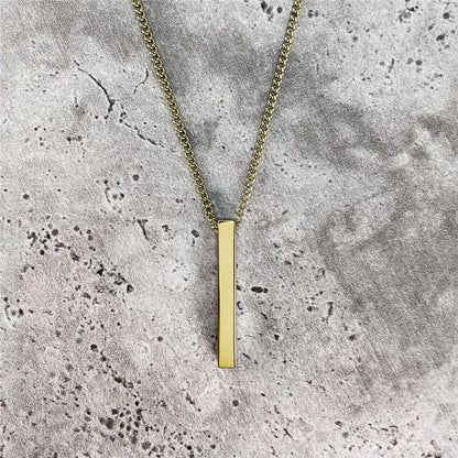 Sleek Stainless Steel Rectangle Pendant Necklace