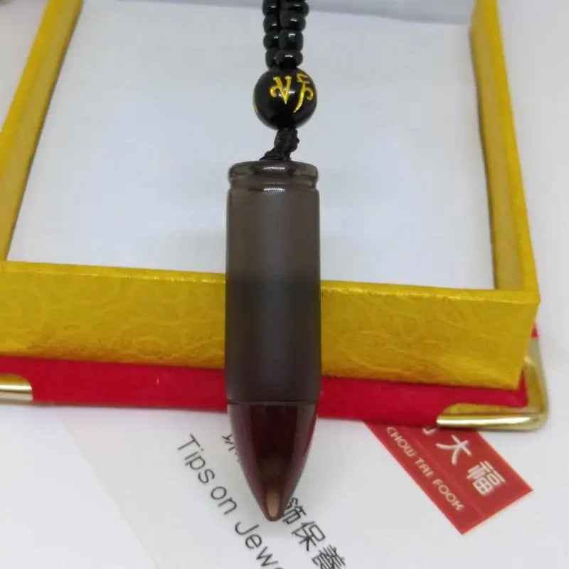 Ice Obsidian/Black Jade Bullet Pendant