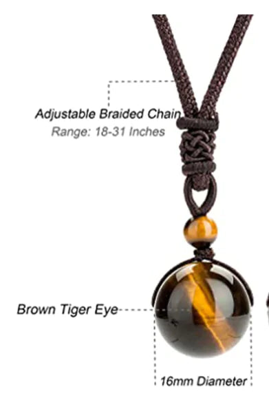 Tiger Eye Stone Pendant with Rope