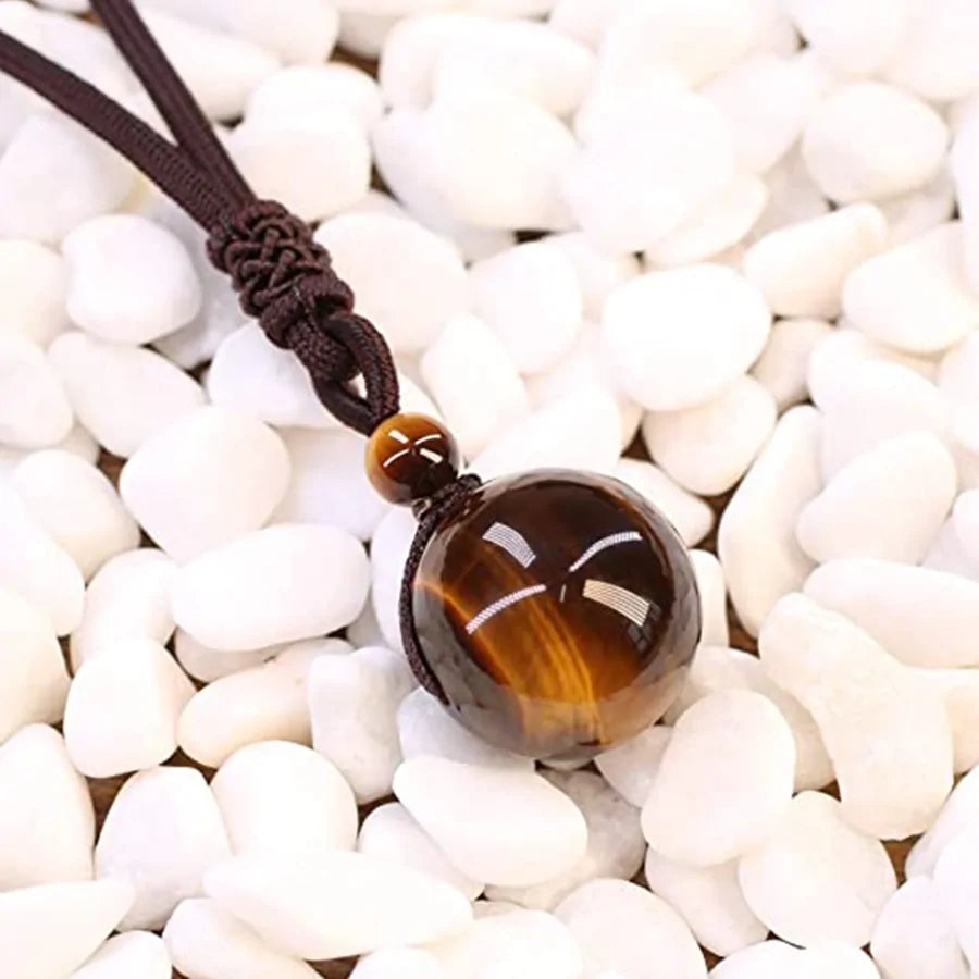 Tiger Eye Stone Pendant with Rope