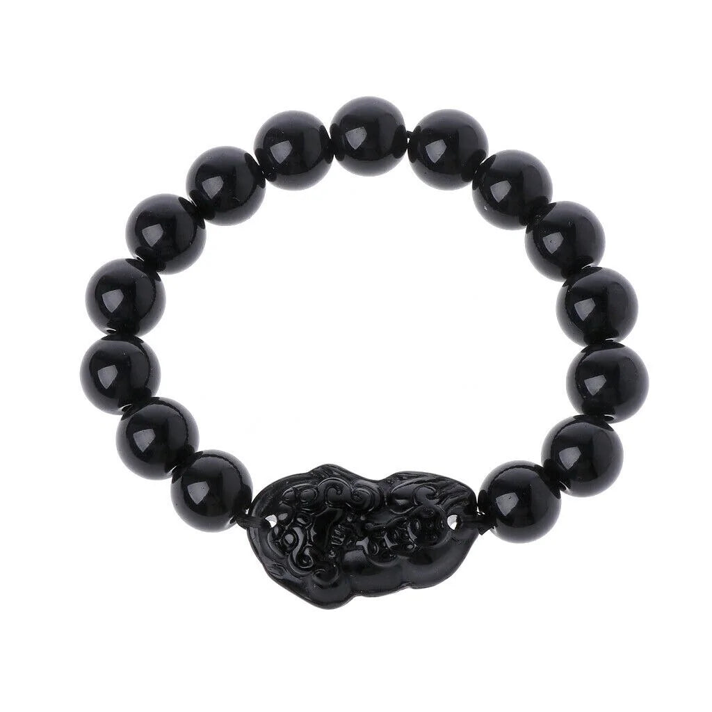 Obsidian/Black Jade with PiXiu Charm Bracelet