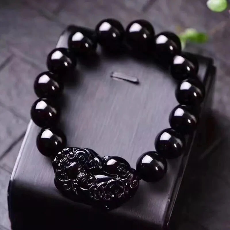 Obsidian/Black Jade with PiXiu Charm Bracelet