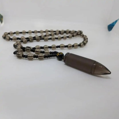 Ice Obsidian/Black Jade Bullet Pendant