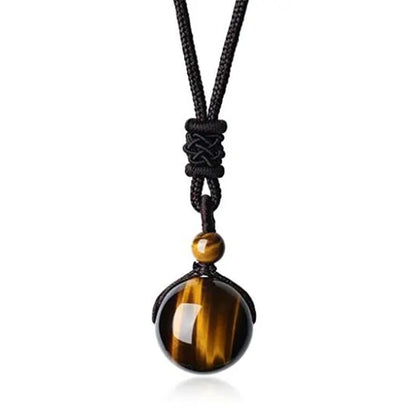 Tiger Eye Stone Pendant with Rope