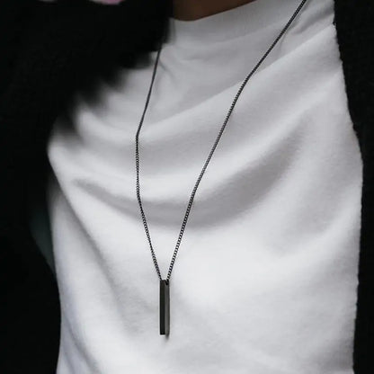 Sleek Stainless Steel Rectangle Pendant Necklace