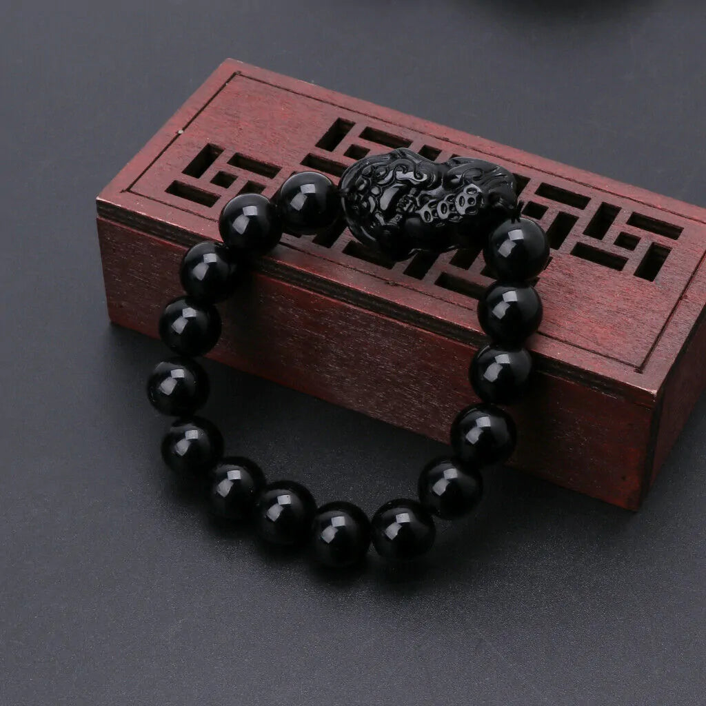 Obsidian/Black Jade with PiXiu Charm Bracelet