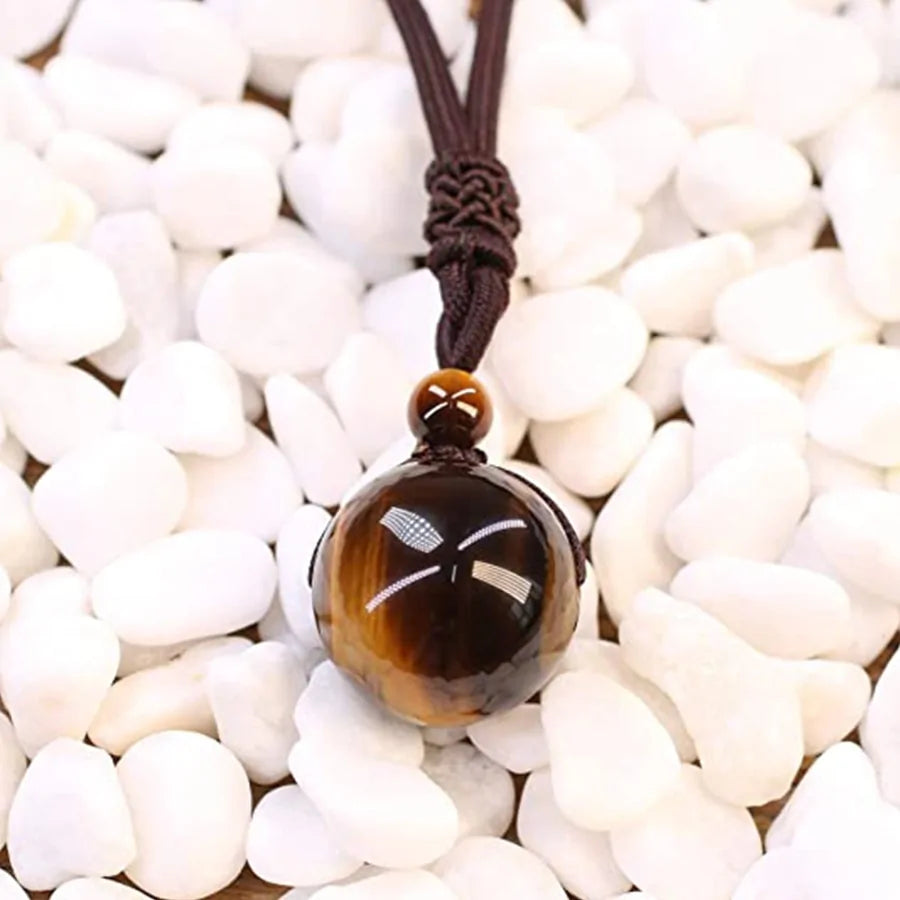 Tiger Eye Stone Pendant with Rope